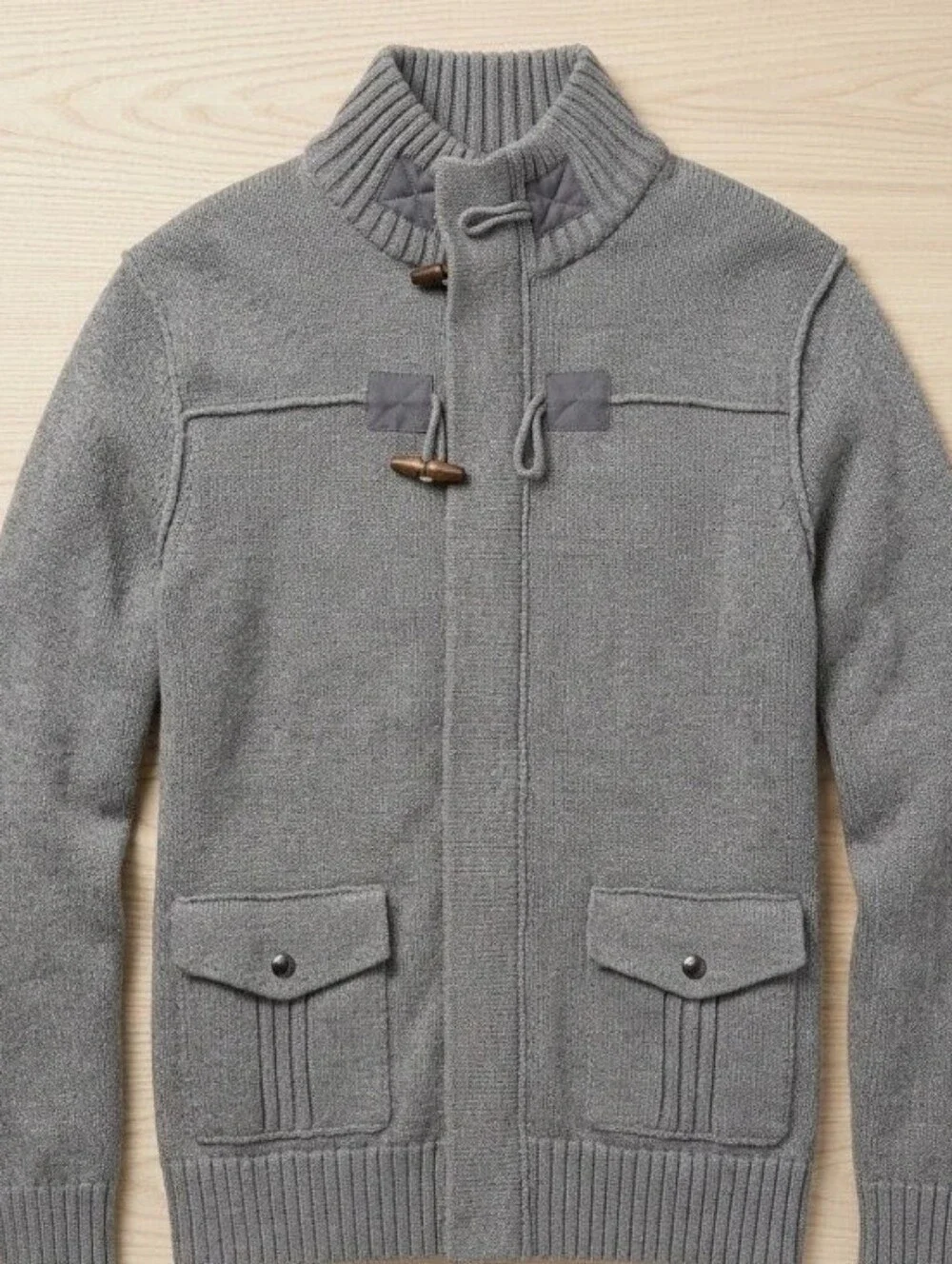 L Vintage Banana Republic Men's Heavy Knit Toggle Full-Zip Cardigan Sweater